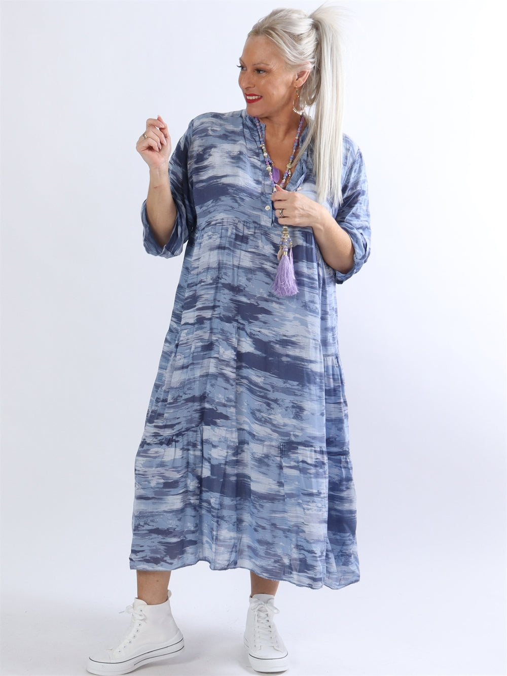 Amal pattern - Skjortekjole i farvet nuancer